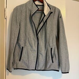 Nautica Gray Zip Up Fleece Jacket with Black Accents